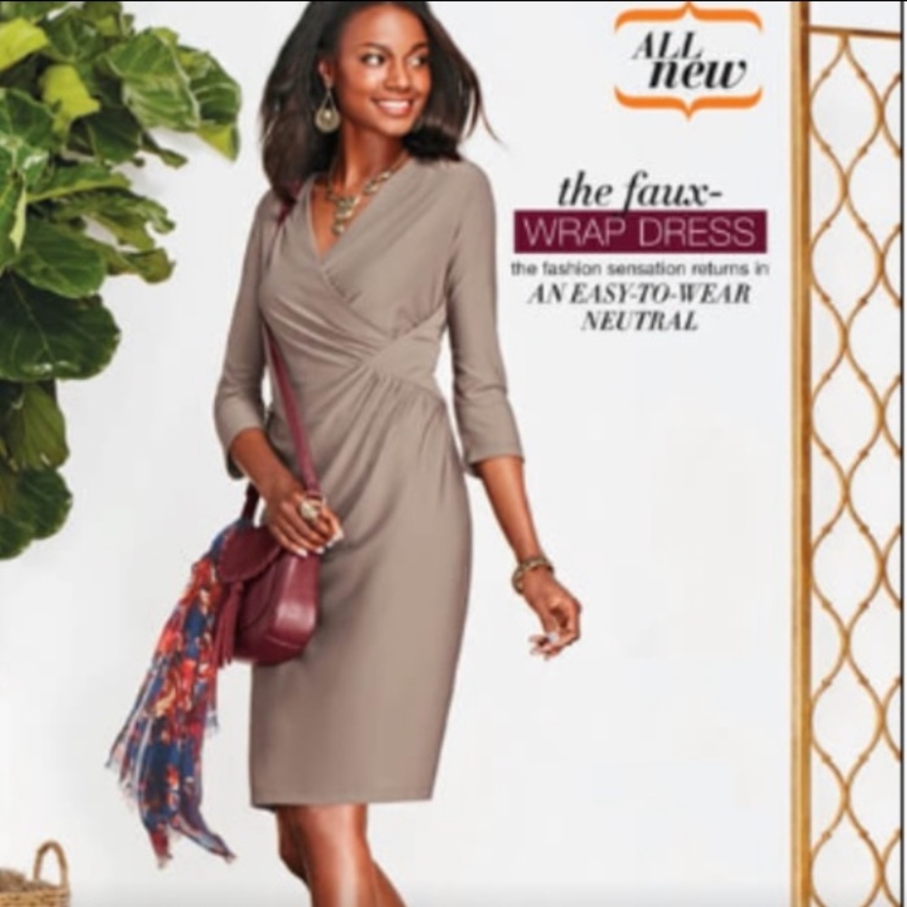Signature wrap dress AVON Faux Wrap Dress taupe 2X